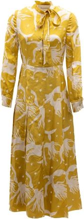 Valentino Garavani Zijdekeper Jurk met Print - Dames - Casual kleedjes - Geel - 2XS - Kleedjes