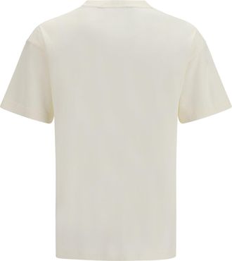 Palm Angels Mens T-Shirt Crewneck Off White-Black Cotton T-Shirts White/black And Polos