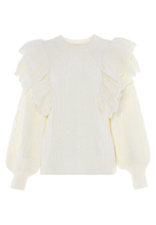 Faina Gebreide trui Dames wolwit