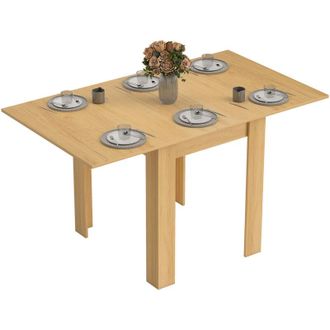 HOMCOM Tavolo da Pranzo Allungabile per 4-6 Persone in Truciolato color Legno