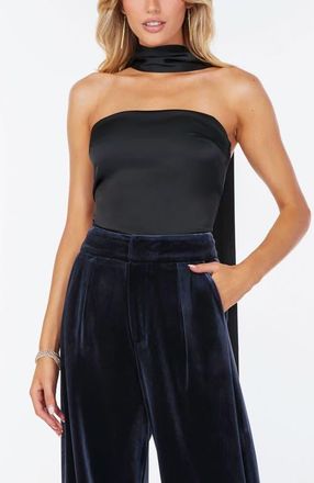 Bishop + Young Hailey Satin Scarf Top in Black at Nordstrom, Size Medium