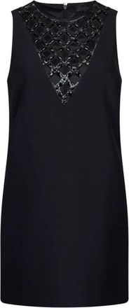Liu Jo Korte jurk met juwelen versiering - Dames - Korte kleedjes - Zwart - XS - Leer - Kleedjes