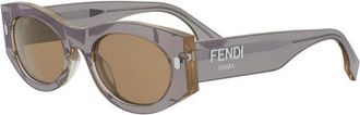 Fendi Roma Ovalen Zonnebril - Dames - Zonnebrillen - Bruin - 52 MM - Accessoires