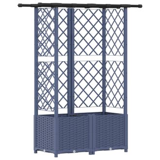 vidaXL Cama Elevada Con Trellis Y Techo Gris 124,5 X 40 X 138 Cm Pp Vidaxl