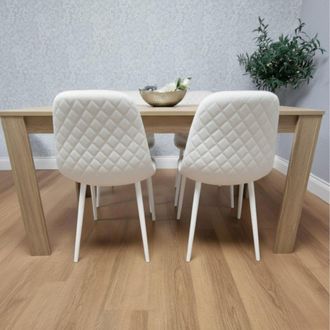 Kosy Koala Dining Table Set Oak Effect Table With 4 White Chairs Dining Room Furniture in Brown