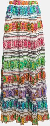 Roberto Cavalli Multicolor Printed Cotton Maxi Skirt
