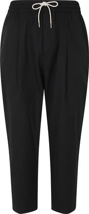Dr&ocirc;le de Monsieur Black Cropped Elastic Waistband Cotton Cropped Pants
