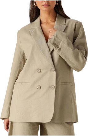 Gestuz Jassen, Dames, Groen, XS, Linnen, Linnen Blazer