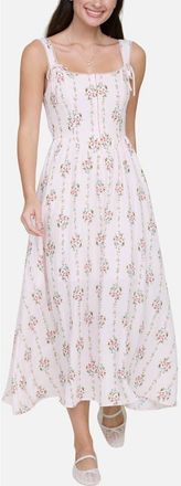 Blu Pepper Lace Trim Corset Fit & Flare Dress in Light Peach Multi at Nordstrom, Size Medium