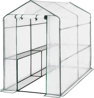 TecTake Invernadero met&aacute;lico 4 baldas, protecci&oacute;n fr&iacute;o, blanco 186x120x190cm