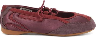 Diesel D-Mile - Lace-up ballerina flats in leather and mesh - Flats - Woman - Red