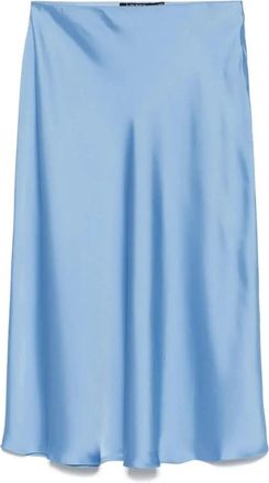 Ralph Lauren Sharae Midi Rok - Dames - Midirokken - Blauw - 2XL - Polyester - Rokken