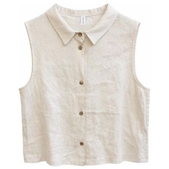 Mazine Sleeveless Linen Shirt Bluse f&uuml;r Damen | beige