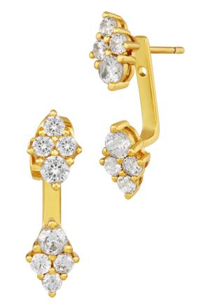 Savvy Cie Jewels GOLD PLATED OVER BRASS MULTI STONE STUD WITH JACKET EARRING
