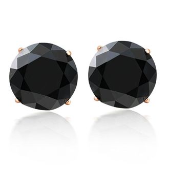 Pompeii3 2 3/4 Ct TW (7mm) Round Black Moissanite Studs 14k Yellow Gold