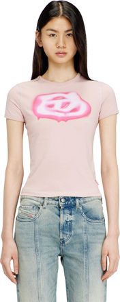 Diesel Slim T-shirt with graffiti-effect logo - T-Shirts - Woman - Pink