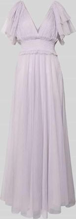 Lace & Beads Abendkleid mit Volants in Flieder, Gr&ouml;&szlig;e XXL