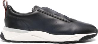 Santoni Schoenen, Heren, Blauw, 45 1/2 EU, Leer, Navy Blauwe Leren Sneakers