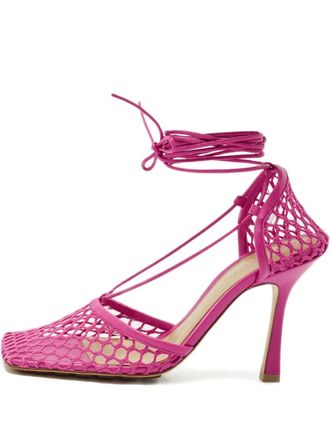 Bottega Veneta square-toe pumps - women - Mesh/Calf Leather/Mesh/Calf Leather/Calf Leather/Rubber - 38 - Pink
