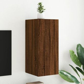 vidaXL Vidaxl - Mueble De Tv De Pared Con Luces Led Roble Marr&oacute;n 30,5x35x70 Cm