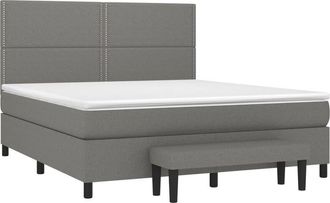 vidaXL Cama Box Spring Con Colch&oacute;n Tela Gris Oscuro 160x200 Cm Vidaxl