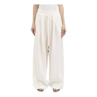 Andrea Ya'aqov Wide Trousers, female, White, Size: XS Wide Viscose and Linen Trousers