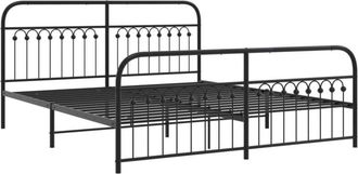 vidaXL Metal Bed Frame without Mattress with Footboard Black 183x203cm vidaXL