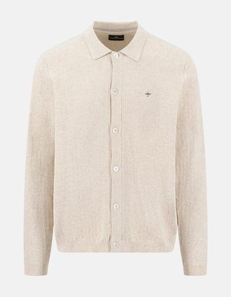 Fynch-Hatton Mens Polo Collar Structured Cardigan New Off-White - Size: 42/Regular