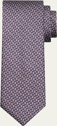 Brioni Mens Micro Print Silk Tie