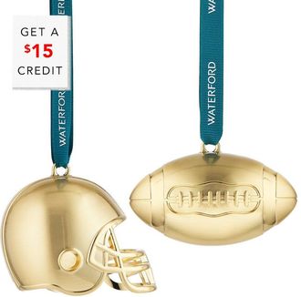 Waterford 2Pc Football & Helmet Ornament Set With $15 Credit