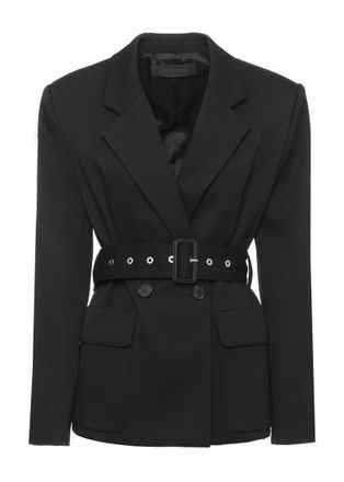 Lanvin Double-Breasted Black Jacket With Peak Lapel And Waist Belt