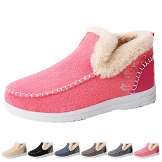 Generic Orthopedic Fleece Slip-On Boots for Women & Men, Plush Lined Flat Shoes Comfy Orthopedic Arch Support Warm Comfort Shoe (Pink,WOMEN 10.5/MEN 9)