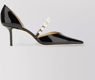 Jimmy Choo London leather faux-pearl embellished pointed-toe 65mm stiletto pumps