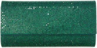 Judith Leiber Perry Embellished Satin Clutch in Silver Emerald at Nordstrom