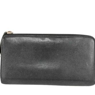 Louis Vuitton Black Leather Long Wallet (Bi-Fold) (Pre-Owned)