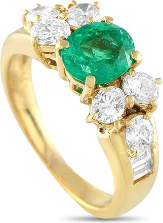 Luxury Bazaar 18K Yellow Gold 1.0ct Diamond and Emerald Ring MF09-073125
