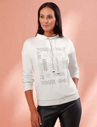 Heine Sweatshirt HEINE, Damen, Gr. 34, ecru, 50% Modal, 44% Polyester, 6% Elasthan, unifarben, Rundhals, Sweatshirts Sweatshirt