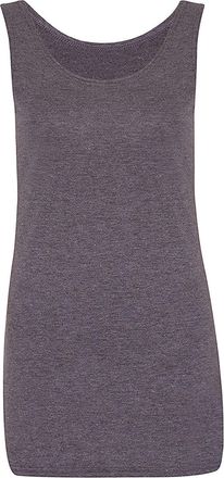 Purple Hanger Womens Scoop Neck Sleeveless Ladies Long Soft Stretch Plain Vest Casual Strappy T-Shirt Top Dark Grey Size 14 - 16 (L/XL)