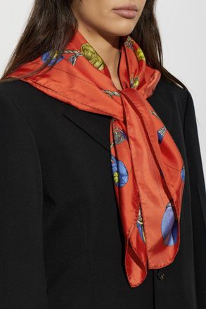 Versace Silk Scarf With Broken Jewels Print, Unisex, Red