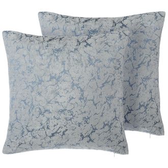 Beliani Beliani - Conjunto De 2 Cojines Decorativos Poli&eacute;ster Gris Con Patr&oacute;n Abstracto 45 X 45 Cm Patr&oacute;n Agrietado Accesorios Decoraci&oacute;n Wisteria
