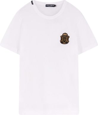 Dolce & Gabbana Cotton T-Shirt With Iconic Logo Patch-Uomo