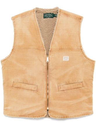 Polo Ralph Lauren fleece-lined canvas vest - men - Cotton/Acrylic/Polyester - S - Brown