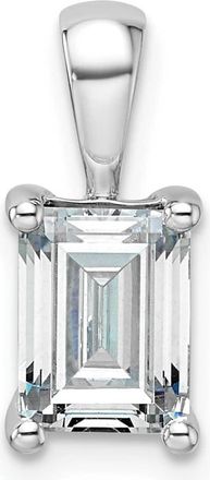Diamond2Deal 14k White Gold 1 1/2 Ct Emerald Cut Lab Grown Diamond Pendant
