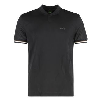 HUGO BOSS Tops, Heren, Zwart, L, Polyester, Geribde randen Techno Fabric T-shirt