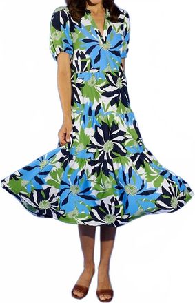 Jude Connally Portia Dress In Navy, Green & White