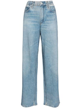Rag & Bone jeans-print straight trousers - women - Cotton - M - Blue