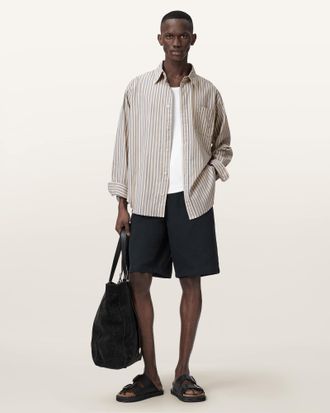 AllSaints Cotton Roma Oversized Long Sleeve Striped Shirt, Size: XXL