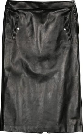 Alexander McQueen Rokken, Dames, Zwart, M, Leer, Leren midi-rok