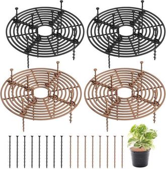 No Brand Paquete De 4 Cubiertas Para Macetas, Cubierta Protectora De Pl&aacute;stico Recortable De 30 Cm Para Plantas, Cubierta De Rejilla Segura Para Macetas (negro 