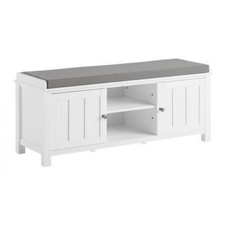 SoBuy Banco zapatero con 2 puertas 2 estantes mdf blanco